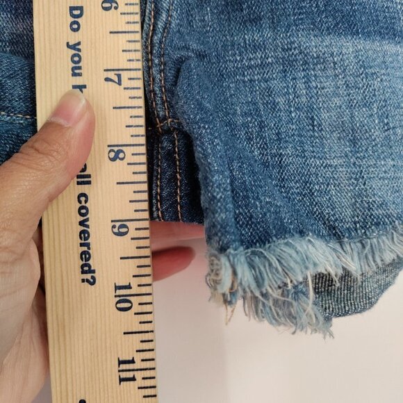 Lucky Brand Riley Short Floral Lace Raw Hem Mid-Rise Wash Denim Size 24 Women - Picture 5 of 13